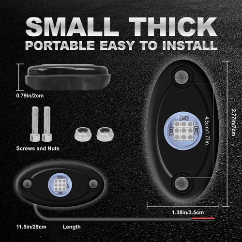 Miniatura 5 de 4Pods Rock Lights - Lámpara LED de neón azul para automóvil, camiones, ATV, UTV, SUV, barco, debajo de la carrocería, luces de motocicleta Rojo