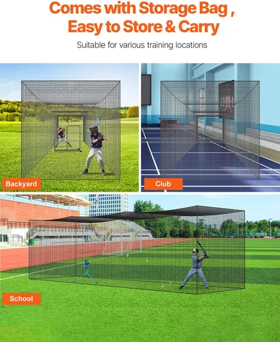 Miniatura 51 de VEVOR Jaula de bateo de béisbol, red profesional de entrenamiento de bateo de béisbol de sóftbol, resistente, resistente, cerrada, de polietileno