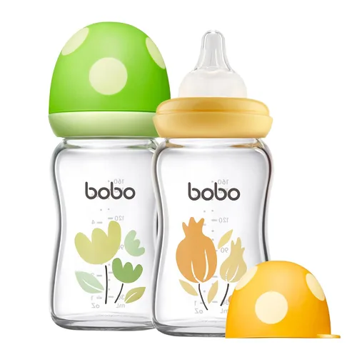 Miniatura 46 de YOHKOH Biberón de vidrio natural con pezón de flujo lento de nivel 1, biberones anticólicos para recién nacidos, botella de vidrio de cuello ancho