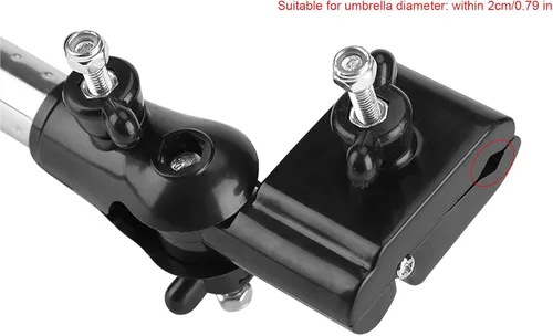 Miniatura 5 de Soporte de montaje de paraguas ajustable de 360°, soporte de montaje elástico de acero inoxidable, soporte de conector de paraguas para cochecito