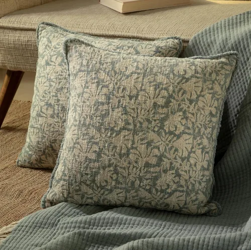 Miniatura 31 de Juego de 2 fundas de almohada decorativas de algodón indio vintage con estampado a mano (marrón ladrillo, 18 x 18 pulgadas (paquete de 2))