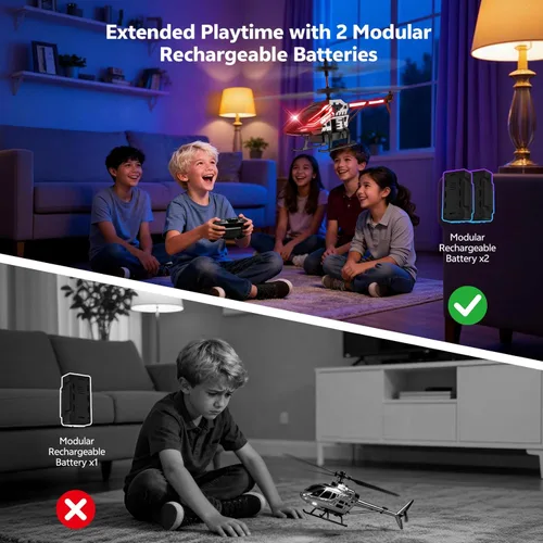 Miniatura 5 de Helicóptero RC de juguete para niños, helicóptero de control remoto de 2.4 GHz 3.5 canales con retención de altitud, despegue y aterrizaje con una