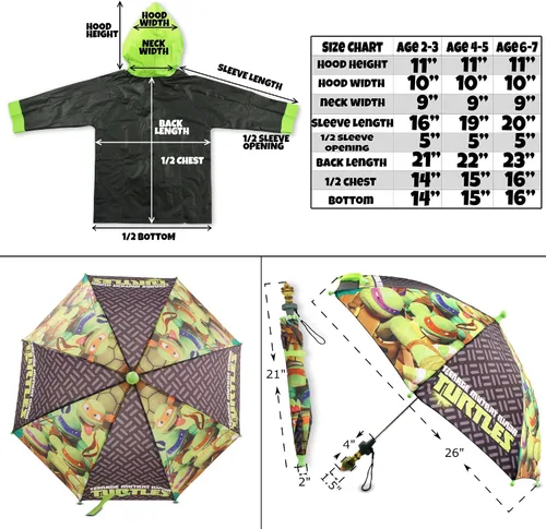 Miniatura 7 de Nickelodeon TMNT - Juego de ropa de lluvia para niños pequeños de 2 a 3 años