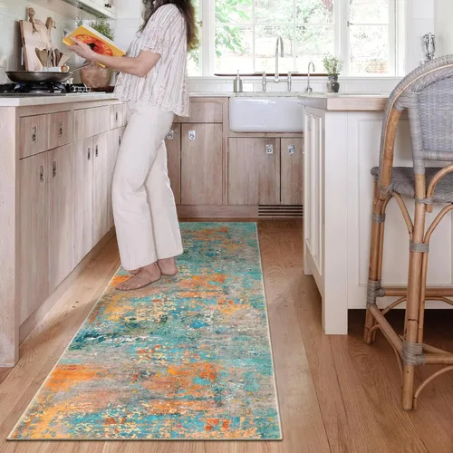 Miniatura 6 de Lahome Alfombra Abstracta Moderna - Alfombra de Pasillo Colorida de 2x8 Pies, Antideslizante Lavable, Alfombra de Baño, Alfombra de Entrada