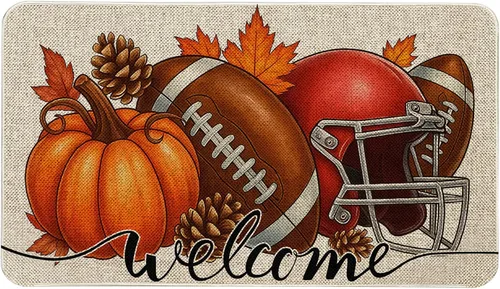Miniatura 12 de Mloabuc Felpudo decorativo de otoño naranja con texto divertido de calabaza de bienvenida, tapete para interiores, decoración creativa de temporada