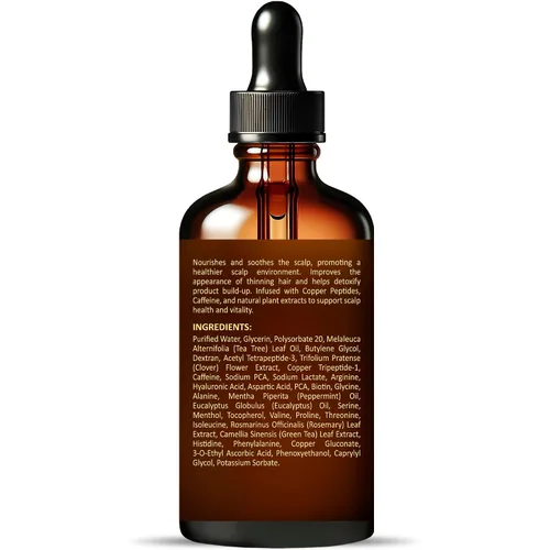 Miniatura 7 de Suero revitalizante para el cuero cabelludo para el crecimiento del cabello con péptidos de cobre, cafeína y aceite de árbol de té - Aceite