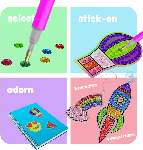 Miniatura 5 de Dan&Darci Kit de arte de diamantes para niños, pintura de gemas, kits de arte y manualidades para edades de 6 a 12 años, regalos para niños y niñas