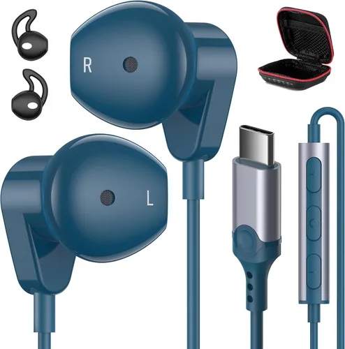 Miniatura 11 de Auriculares USB C para iPad Pro iPhone Air 17 16 15 Pro Max HiFi Stereo USB-C Auriculares con cable Micrófono Control de Volumen Tipo C Auriculares
