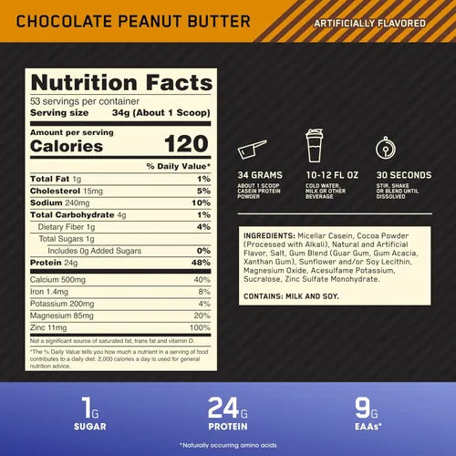 Miniatura 3 de Proteína caseína 100% de Optimum Nutrition, 2730380, 1, 1