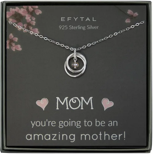 EFYTAL Regalos de baby shower, collar de plata de ley para embarazo, regalos para nuevas madres para mujeres, el mejor regalo para futuras madres,