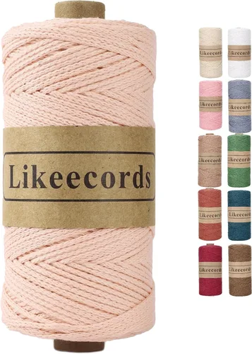 Miniatura 49 de Likeecords Cuerda de algodón 100% hilo de ganchillo de 0.079 pulgadas, cuerda trenzada de macramé, cuerda de macramé, hilo de ganchillo para regalo