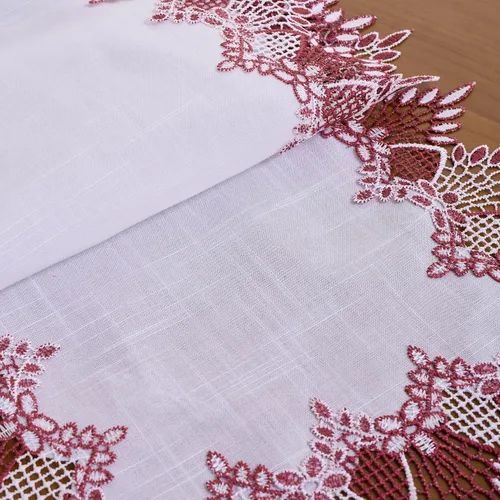 Miniatura 6 de Camino de mesa de lino de encaje rojo oscuro blanco de 36 pulgadas de largo, bufanda de aparador claret, decoración de mesa para Navidad, cocina