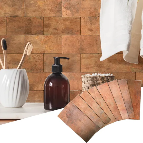Miniatura 20 de Yipscazo Azulejo de pared compuesto de PVC 3D de 3 x 6 pulgadas para despegar y pegar en azulejos para cocina, baño, lavandería, chimenea