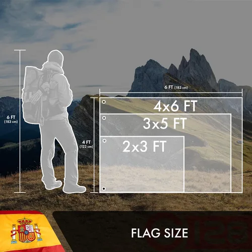 Miniatura 7 de G128 Bandera de España 3 x 5 pies Serie ToughWeave doble cara bordado de poliéster 210D Bandera de país, diseño bordado, interior y exterior