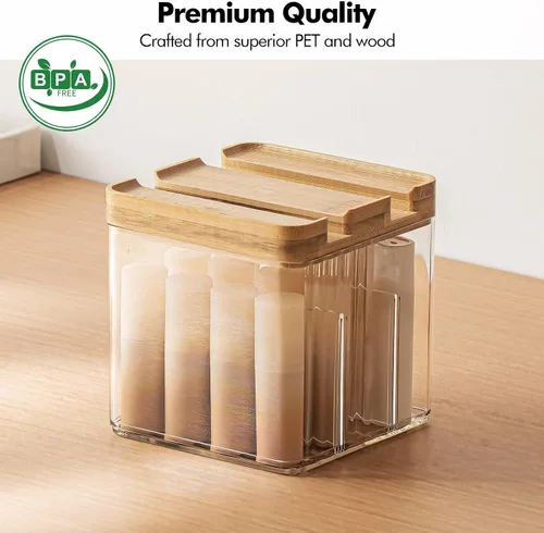 Miniatura 2 de Poeland Organizador de lápiz labial, caja de almacenamiento de escritorio con tapa y divisor, organizador de cosméticos para pintalabios, pequeños