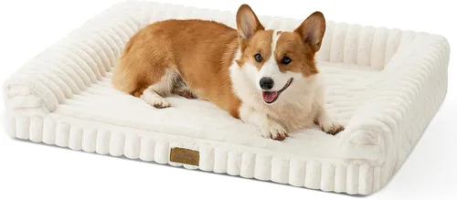 Miniatura 28 de COZY KISS Cama para perros pequeños de piel de conejo sintética, sofá ortopédico de espuma de 30 x 20 pulgadas con lados, funda extraíble lavable