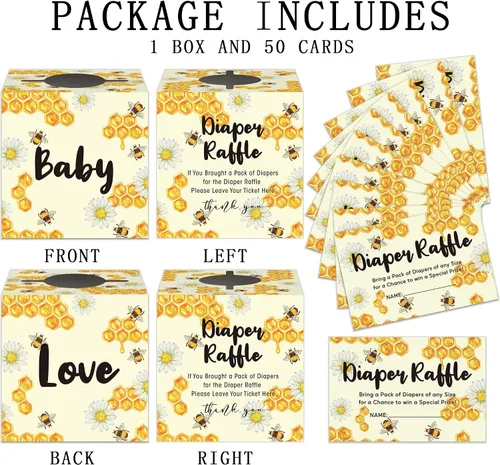 Miniatura 3 de Adivina cuántos panales juego para baby shower, 50 cuántas tarjetas y 1 caja, divertidas ideas de juegos de baby shower para niños o niñas