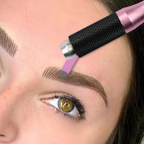 Miniatura 4 de 50pcs rosa desechable microblading artista Blade #12 Nano Microblades 0.007 in Microblading cejas suministros agujas tamaño disponible 12F 14F 18U
