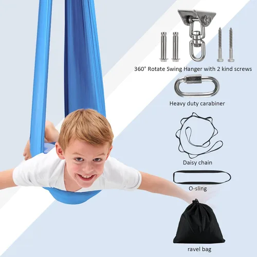 Miniatura 7 de Columpio sensorial, columpio de terapia para niños con necesidades especiales (herramientas incluidas), columpio sensorial para TDAH, autismo