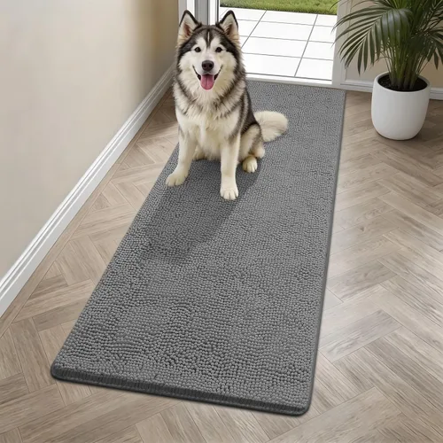 Miniatura 48 de Bcoimo Tapete súper absorbente para puerta de perro, 30 x 20 pulgadas, tapete antideslizante para patas fangosas, alfombras para mascotas para patas
