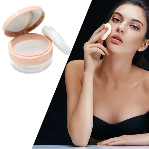 Miniatura 5 de Honbay Contenedor de polvo de maquillaje reutilizable vacío con esponja de polvo, tamiz y espejo, contenedor compacto de plástico para polvo suelto