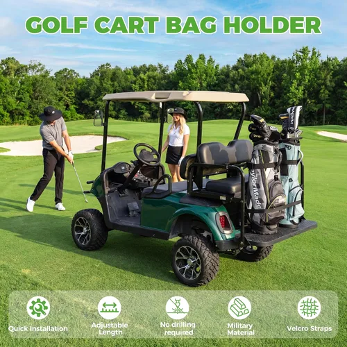 Miniatura 3 de 10L0L Soporte universal para bolsa de carrito de golf, accesorio ajustable para asiento trasero sin taladros para 2+2 plazas, se adapta a Yamaha