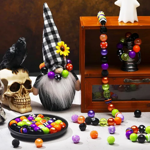 Miniatura 5 de Poen 100 cuentas de goma de mascar de diamantes de imitación de Halloween de 0.78 pulgadas para bolígrafos, resina de cristal a granel, cuentas