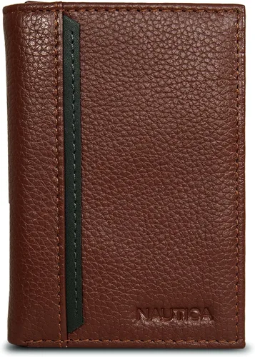 Miniatura 77 de Nautica Men's Trifold Wallet RFID Blocking Protection ID Window Card Slots Genuine Leather Durable