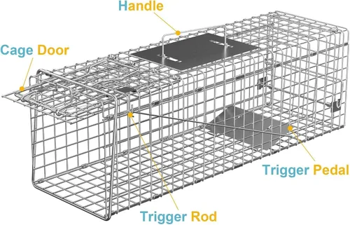 Miniatura 9 de ZENY Jaula de acero para animales vivos, jaula de roedores para conejos, gatos callejeros, ardillas, mapaches, topos, topes, pollo, zarigüeya