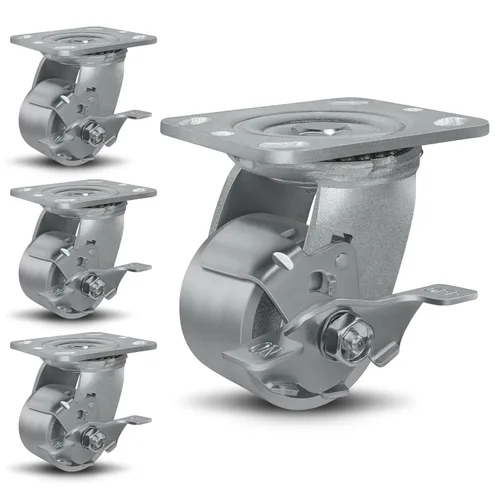 Miniatura 49 de Ruedas giratorias de 4 x 2 pulgadas, ruedas industriales resistentes, ruedas giratorias con rodamiento de rodillos - Ruedas de hierro fundido
