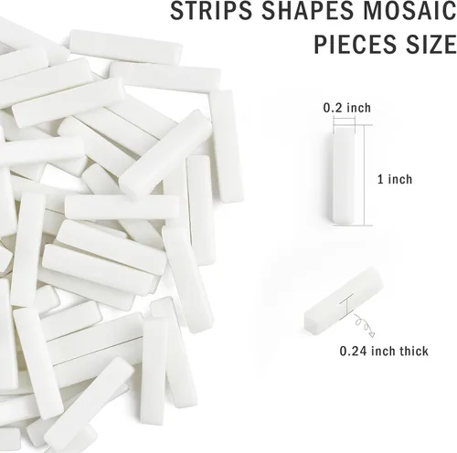 Miniatura 5 de Youway Style Azulejos de Mosaico Blancos para Manualidades a Granel, 150g Tiras de Formas de Piezas de Vidrio de Mosaico, Kit de Manualidades