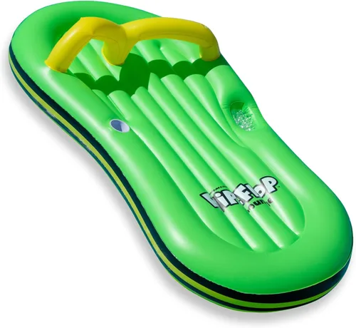 SWIMLINE Colchoneta Inflable Flotador Reclinable Balsa Colchón para Piscina, Tapete Divertido, Chancla, Verde Chanclas