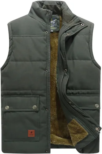 Miniatura 13 de Chaleco acolchado de invierno cálido para hombre, con forro polar grueso, sin mangas, chaqueta sin mangas