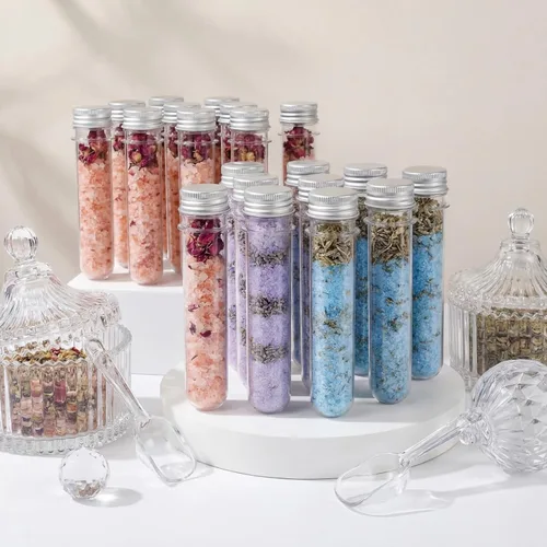 Miniatura 5 de Xinnun Tubo de prueba de plástico para dulces, 200 unidades, 1.5 fl oz, transparente, tapa de tubo de sal de baño, decoración de viales de plástico