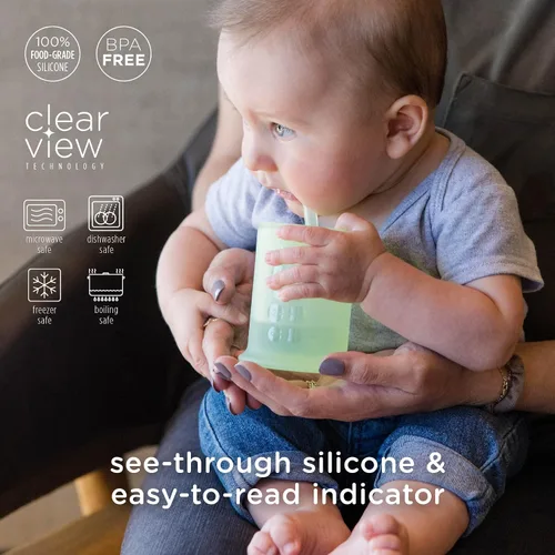 Miniatura 4 de Olababy Taza de entrenamiento de silicona con tapa con popote Taza para beber agua para bebés 6+ meses de bebé a 12-18 meses Taza para beber