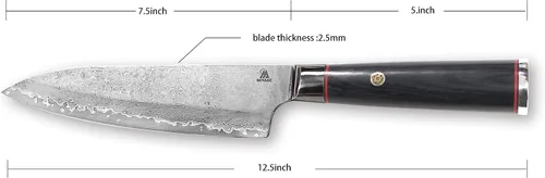 Miniatura 2 de Miyake Cuchillo de chef japonés Gyuto de 7.5 pulgadas, cuchillo de cocina afilado de acero inoxidable 9Cr18MoV con mango G10 y madera de Pakkawood