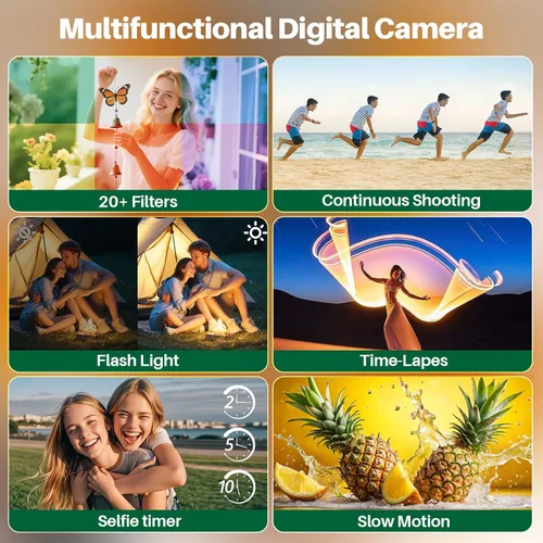 Miniatura 7 de Cámara digital 4K para fotografía, enfoque automático de zoom 16X 64MP WiFi Cámara compacta de viaje, cámara de vlogging para YouTube, pantalla