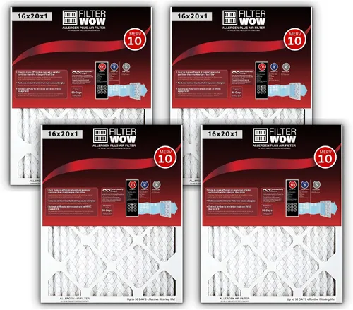 Miniatura 8 de FilterWow Filtro de aire Allergen Pro - Filtro electrostático plisado MERV 10 HVAC para horno (paquete de 2, 16 x 20 x 1)