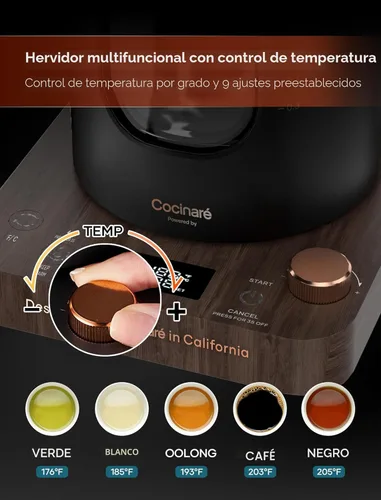Miniatura 3 de Hervidor Eléctrico de Té, INTASTING - Hervidor Eléctrico de Vidrio con Infusor de Té y Control de Temperatura Preciso, 1200W de Calentamiento Madera