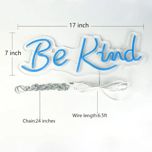 Miniatura 3 de Letreros de neón "Be Kind" para decoración de pared, luces de neón para dormitorio, letreros LED adecuados para sala de estar, sala de juegos, bar