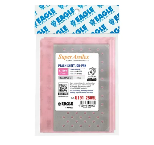 Miniatura 15 de Super Assilex Hojas de Lijado Flexibles Job-PAK, Lime K-1000, U191-2507, 4 Hojas + 1 Almohadilla de Mano M para Medias Hojas K-1000 Lima