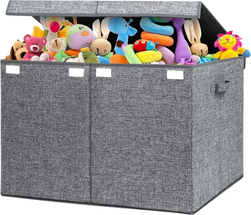 Miniatura 2 de Cofre grande de juguetes de 122 litros con tapa, organizador plegable de almacenamiento de juguetes con divisor extraíble para niños, niñas, Extra