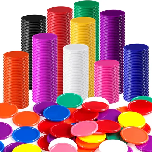 Coopay 500 fichas de bingo de 1 pulgada a granel, marcadores de bingo de 10 colores para práctica de matemáticas, contadores de aprendizaje de