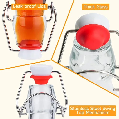 Miniatura 2 de Botellas de vidrio con tapa abatible [1 litro / 33 onzas líquidas] [Paquete de 4] - Botellas de coquito con tapa abatible para kombucha