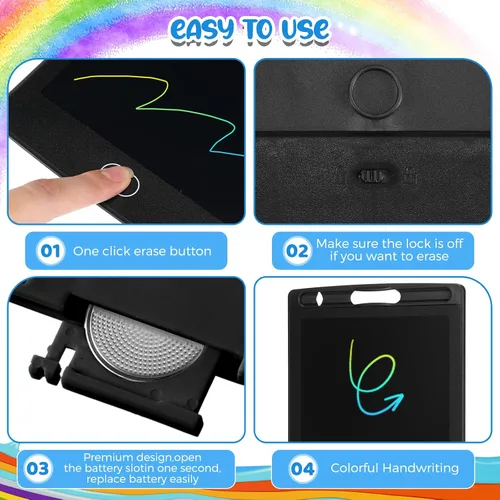 Miniatura 4 de Zhehao 48 tabletas de escritura LCD para niños de 8.5 pulgadas, almohadillas de dibujo borrables a granel, almohadillas de dibujo, juguete de Negro