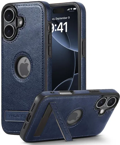 Miniatura 24 de Funda de cuero para iPhone 13 Pro, funda protectora delgada con función atril a prueba de golpes, soporte invisible integrado compatible con iPhone