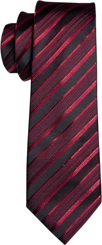 Miniatura 102 de Barry.Wang Juego de corbatas a cuadros para hombre con pañuelo gemelos de rayas clásicas