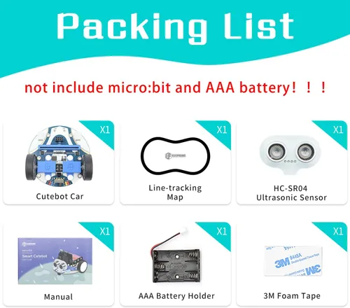 Miniatura 6 de ELECFREAKS Microbit Mini Cutebot Kit compatible con BBC Micro:bit V2 y V1, Kit de Coche Robot Programable DIY, Proyecto Educativo STEM, Coche