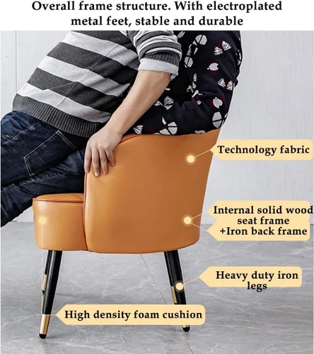 Miniatura 4 de YCKEGEW Sillón para sala de estar, silla moderna de club, silla de cuero, taburete tapizado, silla individual para sala de estar, dormitorio, Verde