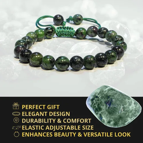 Miniatura 40 de Adjustable Crystal Bracelet – Gemstone Bead Bracelet with Adjustable Macrame String – Chic Gemstone Bracelet for Men and Women – 8mm Round Healing